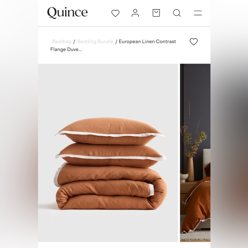 Quince European Linen Contrast Flange Duvet Cover Set